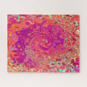 Retro Abstract Koraal en Paarse Marmer Werveling Legpuzzel (Horizontaal)