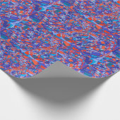 retro abstract kunst blauw krabbelpatroon cadeaupapier (Hoek)