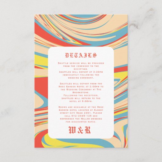 Retro Abstract Kunstpatroon Oud Engels Informatiekaartje (Voorkant)