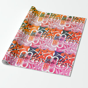 Retro Abstract LEAF-patroon Cadeaupapier