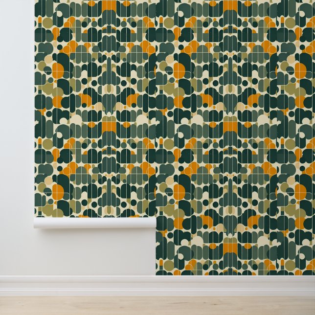 Retro Abstract Mid-Century Modern Geometrisch Behang (Applicatie)