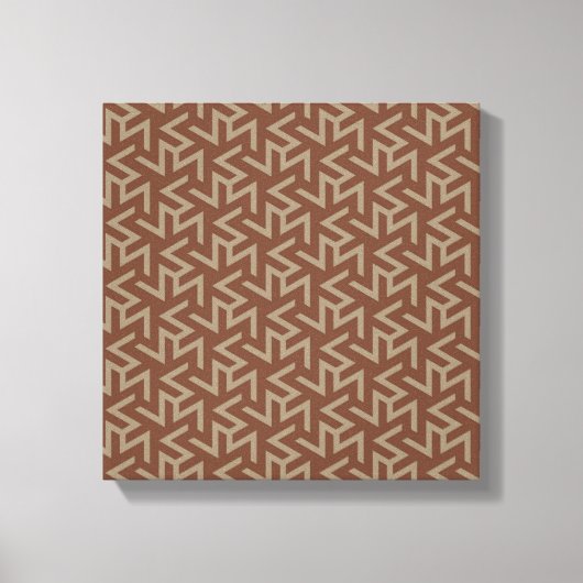 Retro Abstract Mid-Century Modern Patroon in Brown Canvas Afdruk (Voorkant)