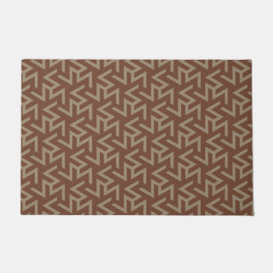 Retro Abstract Mid-Century Modern Patroon in Brown Deurmat