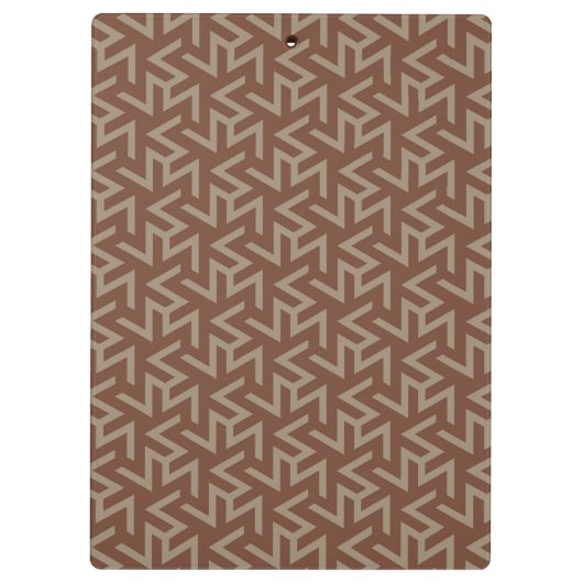 Retro Abstract Mid-Century Modern Patroon in Brown Klembord (Achterkant)