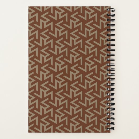 Retro Abstract Mid-Century Modern Patroon in Brown Notitieboek (Achterkant)