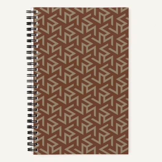 Retro Abstract Mid-Century Modern Patroon in Brown Notitieboek (Voorkant)