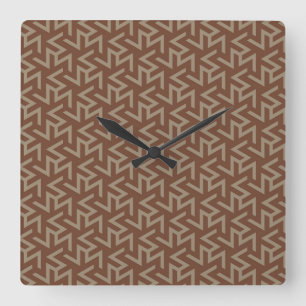Retro Abstract Mid-Century Modern Patroon in Brown Vierkante Klok