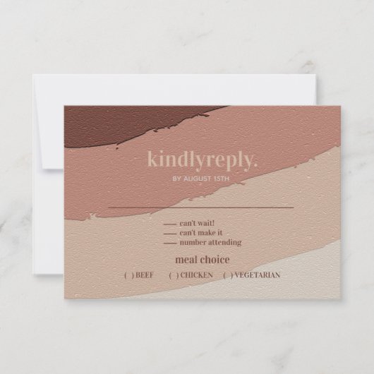 Retro Abstract minimalistisch Ivory Dusty Roos RSVP Kaartje (Voorkant)