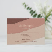 Retro Abstract minimalistisch Ivory Dusty Roos RSVP Kaartje (Staand voorkant)