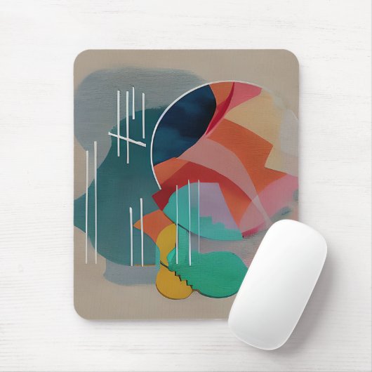 Retro abstract minimalistische kunst muismat (Met muis)