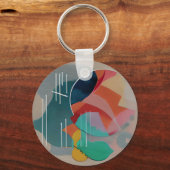 Retro abstract minimalistische kunst sleutelhanger (Voorkant)