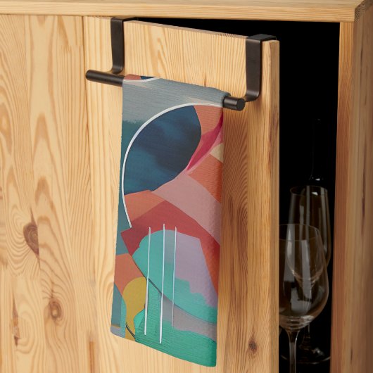 Retro abstract minimalistische kunst theedoek (Derde Gevouwen)