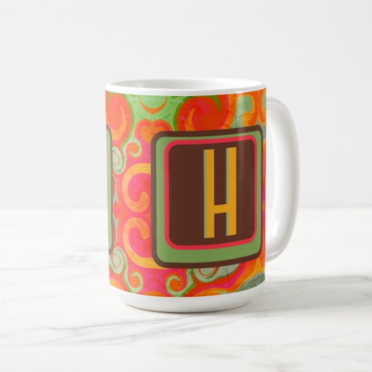 Retro Abstract Modern Teacher Initiaal Class Squad Koffiemok (Voorkant rechts)