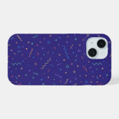 Retro Abstract neonpatroon iPhone 15 Case (Achterkant horizontaal)