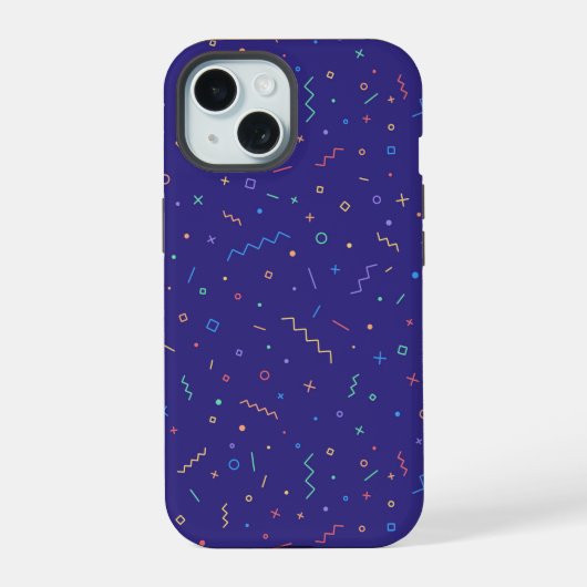 Retro Abstract neonpatroon iPhone 15 Case (Achterkant)