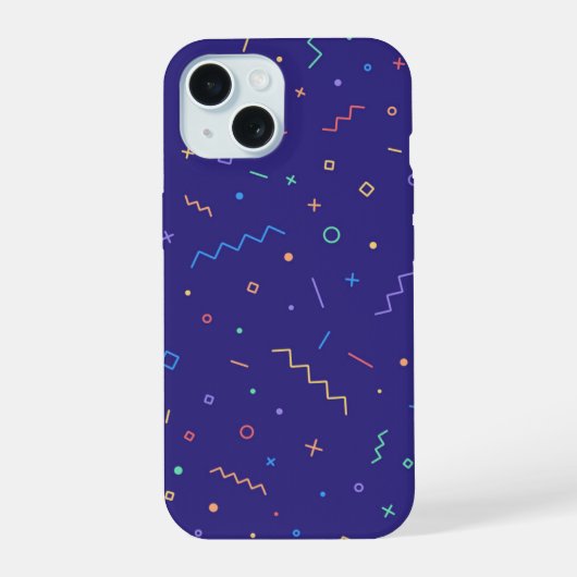 Retro Abstract neonpatroon iPhone 15 Case (Achterkant)