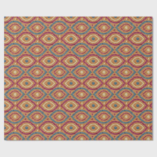 Retro abstract ontwerp in blauwe Ikat navajo stijl Cadeaupapier (Vlak)