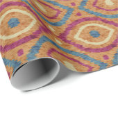 Retro abstract ontwerp in blauwe Ikat navajo stijl Cadeaupapier (Rol Hoek)