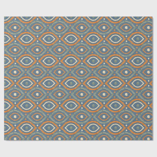 Retro abstract ontwerp in blauwe Ikat navajo stijl Cadeaupapier (Vlak)