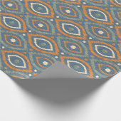 Retro abstract ontwerp in blauwe Ikat navajo stijl Cadeaupapier (Hoek)