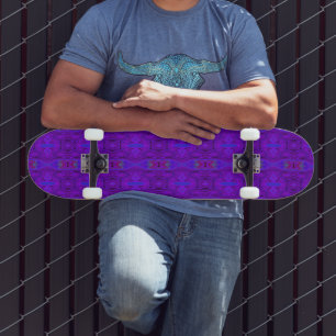 Retro Abstract Paars en Koningsblauw Patroon Persoonlijk Skateboard