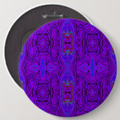 Retro Abstract Paars en Koningsblauw Patroon Ronde Button 6,0 Cm (Voorkant /achterkant)