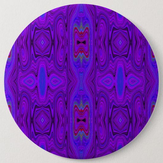 Retro Abstract Paars en Koningsblauw Patroon Ronde Button 6,0 Cm (Voorkant)