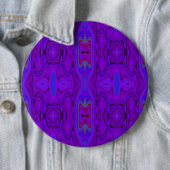 Retro Abstract Paars en Koningsblauw Patroon Ronde Button 6,0 Cm (In situ)