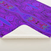 Retro Abstract Paars en Royal Blue Pattern Sherpa Deken (3/4)