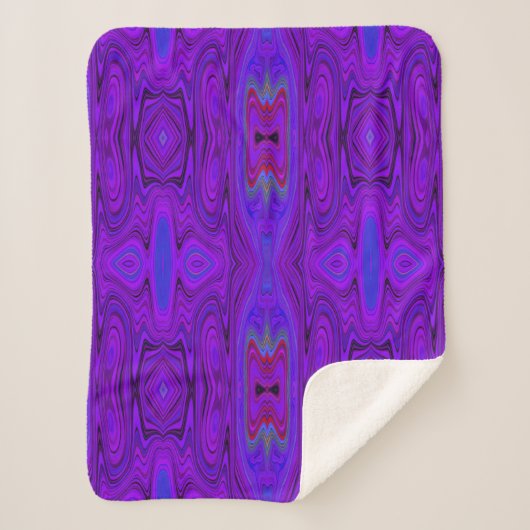 Retro Abstract Paars en Royal Blue Pattern Sherpa Deken (Voorkant)