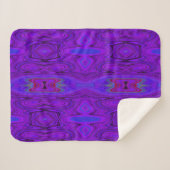 Retro Abstract Paars en Royal Blue Pattern Sherpa Deken (Voorkant (horizontaal))