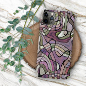 Retro Abstract Paars Violet Mosaic Art Patroon Case-Mate iPhone Case