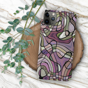 Retro Abstract Paars Violet Mosaic Art Patroon Case-Mate iPhone Case