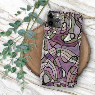 Retro Abstract Paars Violet Mozaïek Kunstpatroon Case-Mate iPhone Case