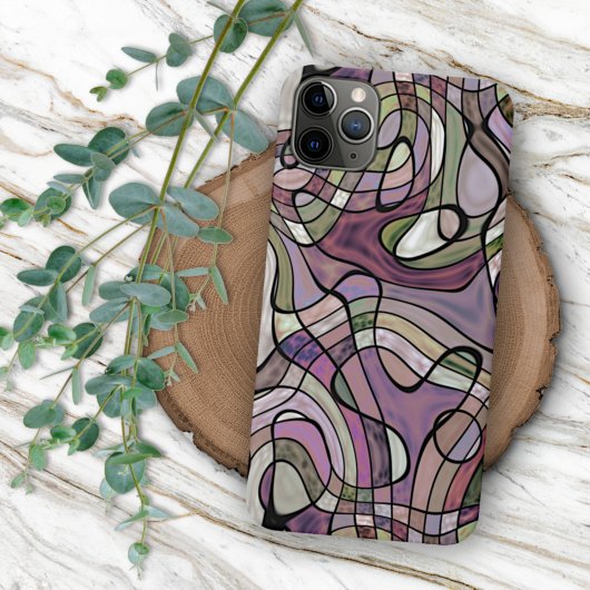 Retro Abstract Paars Violet Mozaïek Kunstpatroon Case-Mate iPhone Case