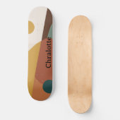 Retro abstract patroon bruin groen geel persoonlijk skateboard (Voorkant)
