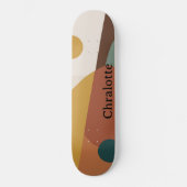 Retro abstract patroon bruin groen geel persoonlijk skateboard (Voorkant)