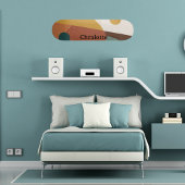 Retro abstract patroon bruin groen geel persoonlijk skateboard