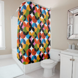 RETRO Abstract Patroon Kleurrijk Mid Century Moder Douchegordijn