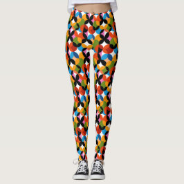 Retro Abstract Patroon Kleurrijk Mid Century Moder Leggings