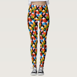 Retro Abstract Patroon Kleurrijk Mid Century Moder Leggings