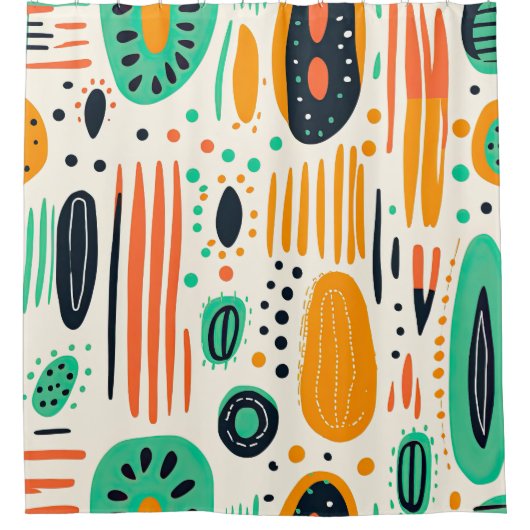 Retro Abstract Patroon Kleurrijke BOHO Chic Douchegordijn (Voorkant)