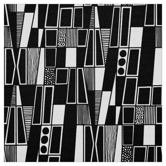 Retro Abstract Pattern 300521 - Zwart op wit Stof (Swatch)