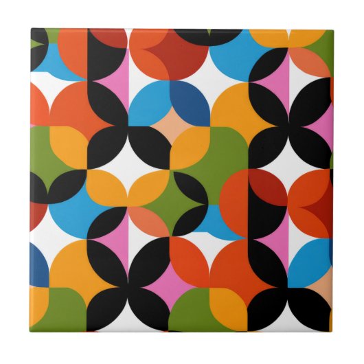 Retro Abstract Pattern Bold Mid Century Modern  Tegeltje (Voorkant)