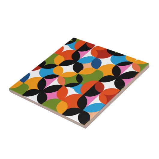 Retro Abstract Pattern Bold Mid Century Modern  Tegeltje (Zijkant)