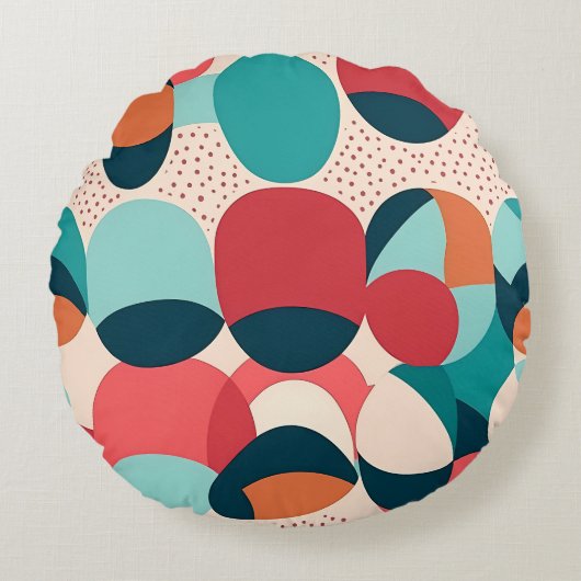 Retro Abstract Pebble Pillow Rond Kussen (Voorkant)