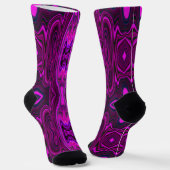 Retro Abstract Roze en Magenta Patroon Sokken (Gebogen)