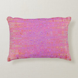 Retro Abstract Roze en Oranje Golvende Lijnen Accent Kussen
