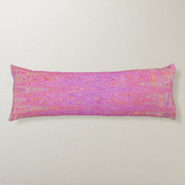 Retro Abstract Roze en Oranje Golvende Lijnen Lichaamskussen