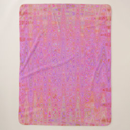 Retro Abstract Roze en Oranje Golvende Lijnen Sherpa Deken